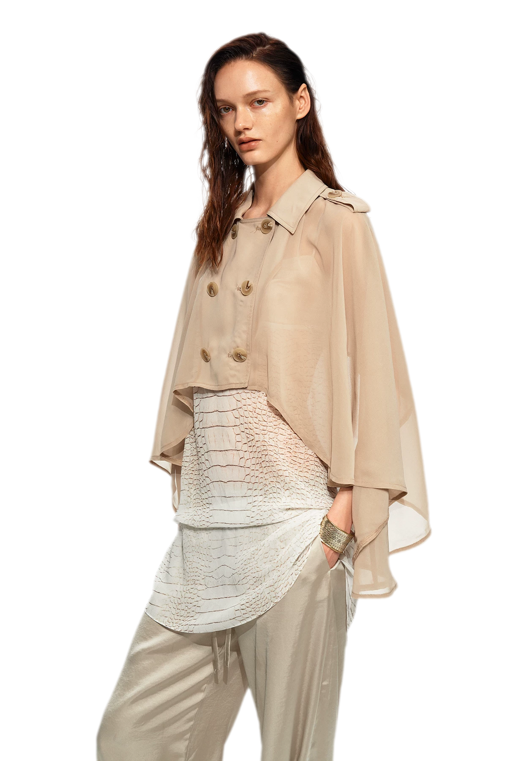 Sheer Trench Cape Top