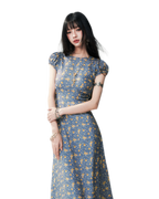 Blue Floral Tencel Dress