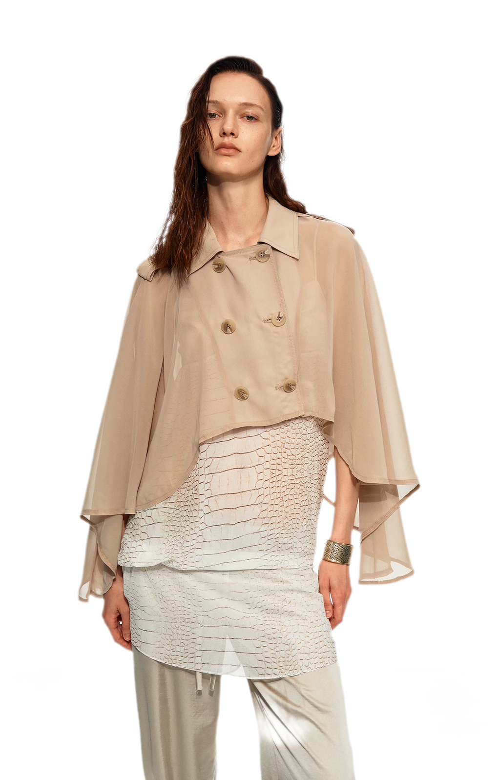 Sheer Trench Cape Top