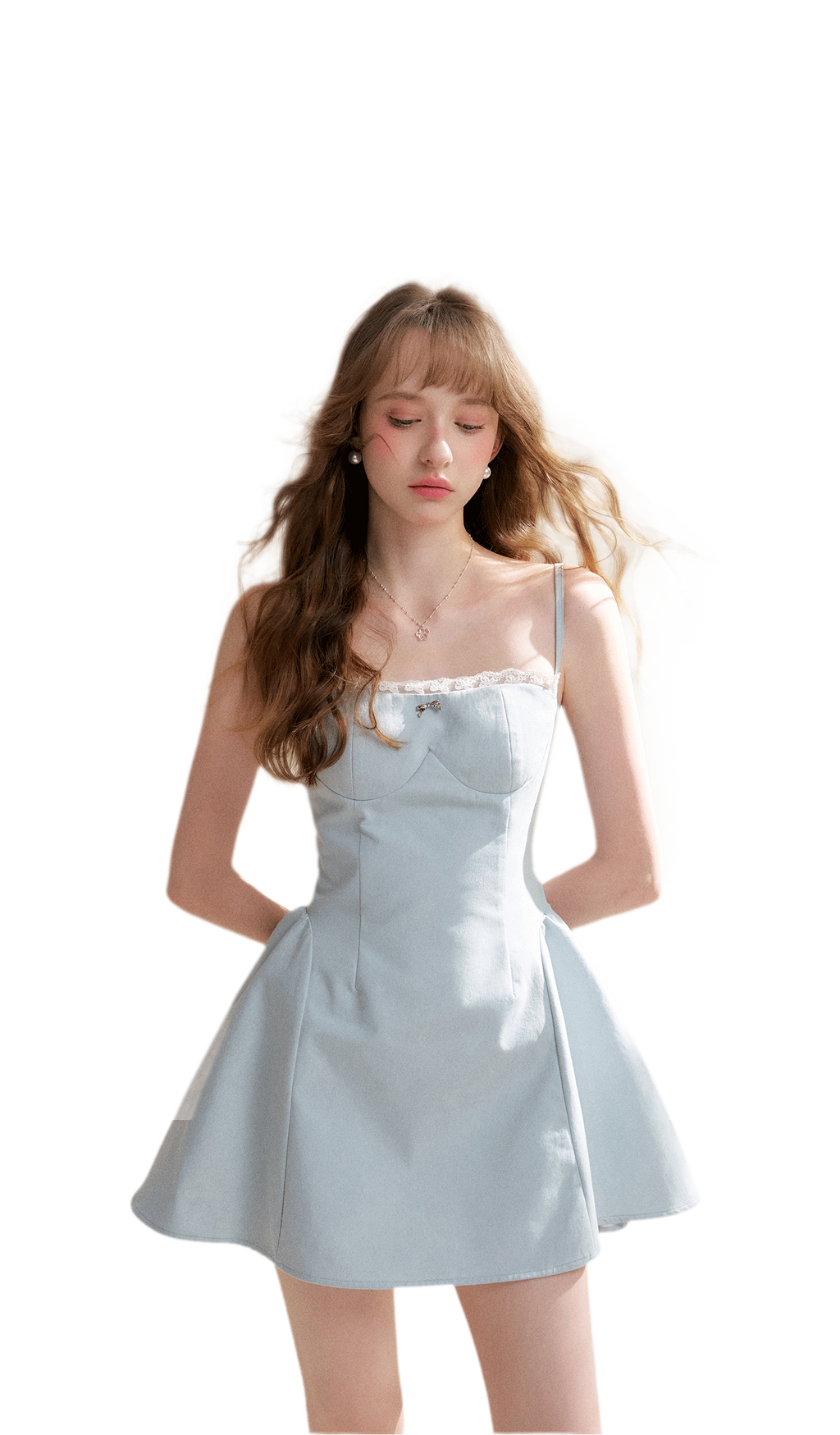 Lace-Trimmed A-Line Camisole Dress