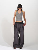 Lace Panel Slim Fit Striped Shoulder Vest Top