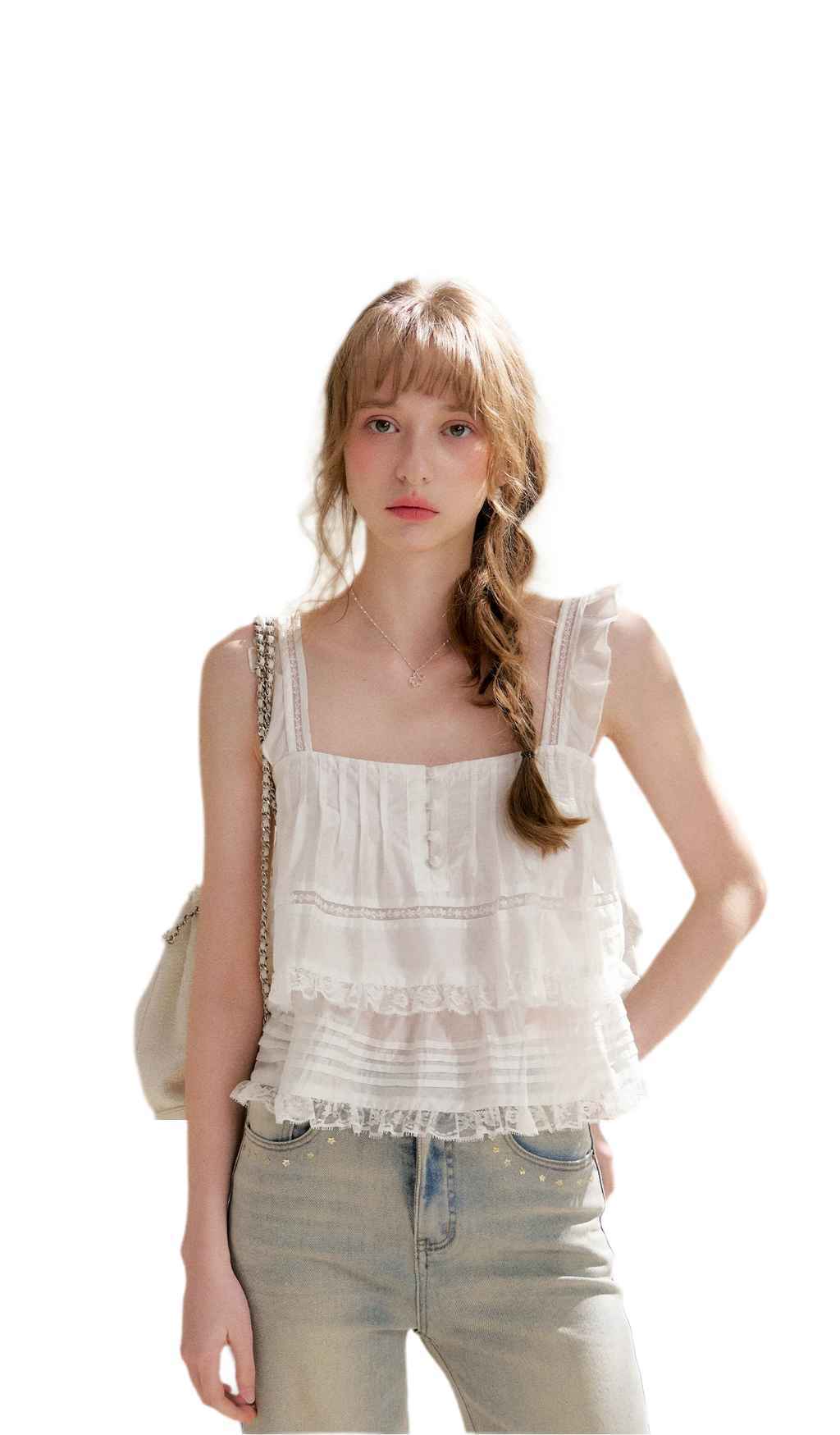 Lace Edge Camisole and Skirt Set