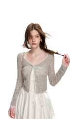 Alpaca Trim Cropped Cardigan