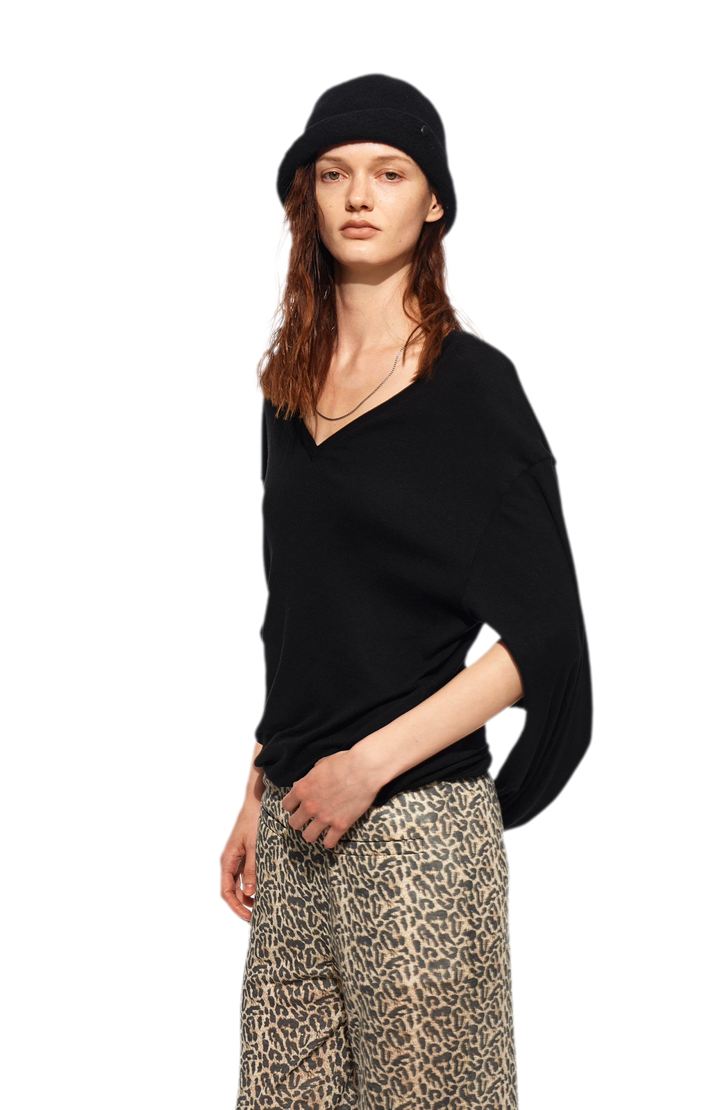 V-Neck Off-Shoulder Tee