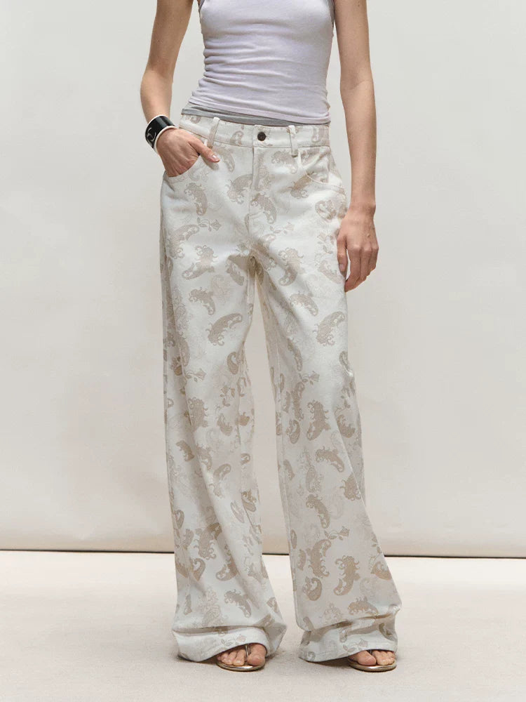Original Paisley Print Washed Straight-Leg Jeans