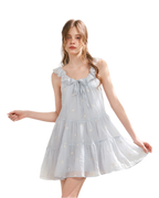 Tencel Embroidered Ruffle A-line Dress