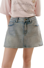 Shiny Denim A-line Skirt