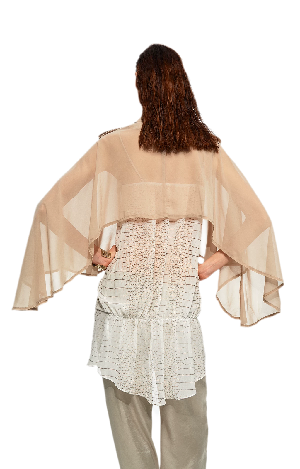 Sheer Trench Cape Top