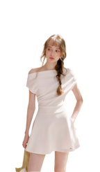 Romantic French Off-Shoulder Short Dress