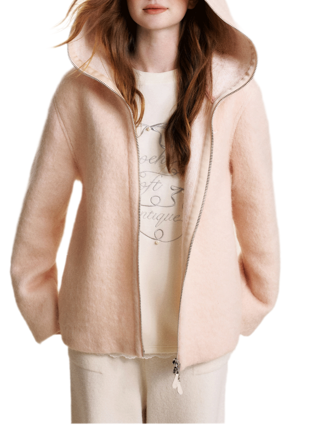 Soft Wool Hooded Jacket