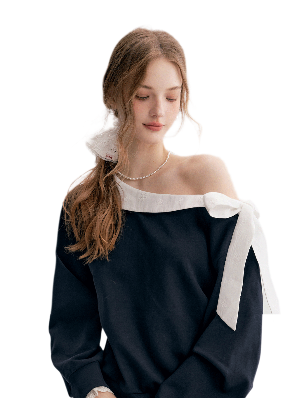 Balletcore Lace Collar Sweatshirt