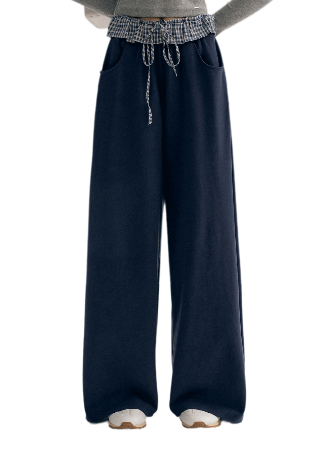 Contrast Plaid Wide Sweatpants
