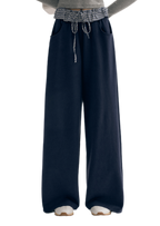 Contrast Plaid Wide Sweatpants