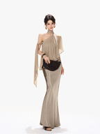 Amber Radiance Acetate Satin Mermaid Skirt