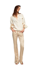 Lustrous Front-Slit Flare Pants