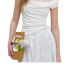 Asymmetric Lace Short Sleeve T-Shirt