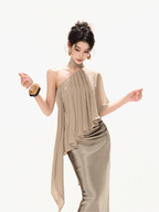 Elegant Loose Chiffon Halter Neck Top