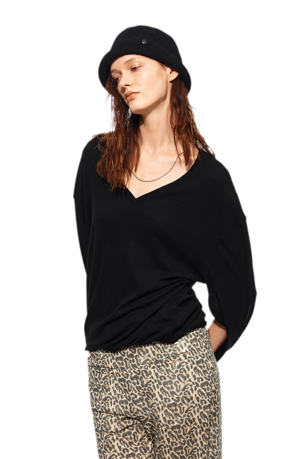 V-Neck Off-Shoulder Tee