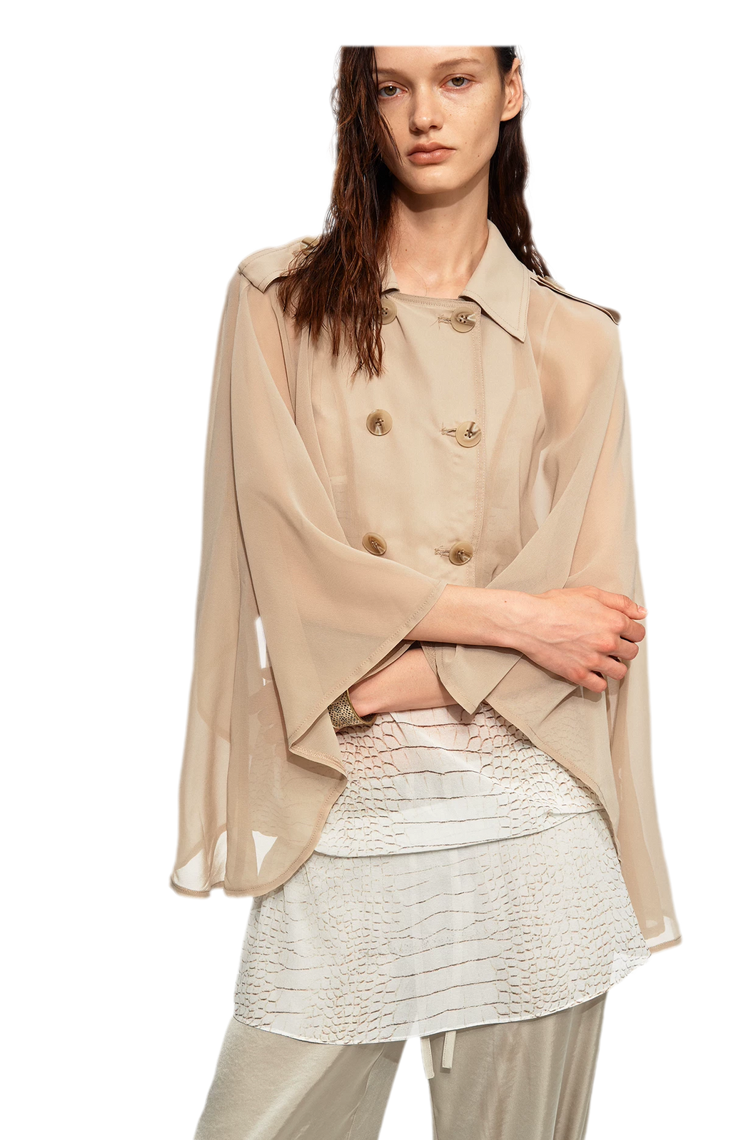 Sheer Trench Cape Top