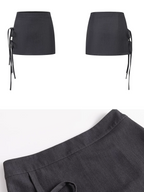 Grey Tie Low-Rise Skort