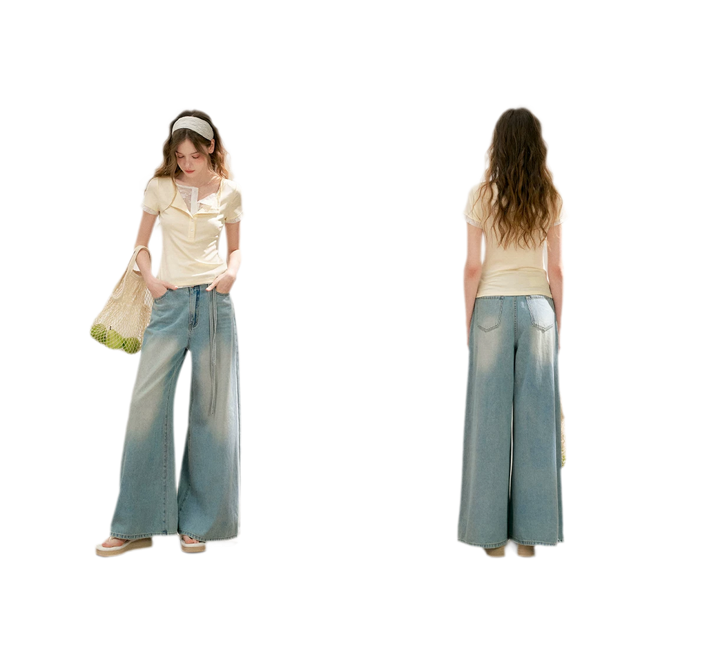 Double-Layer Collar Lace T-Shirt