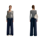 Contrast Plaid Wide Sweatpants