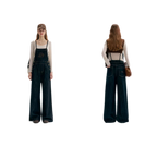 Contrast Floral Denim Overalls