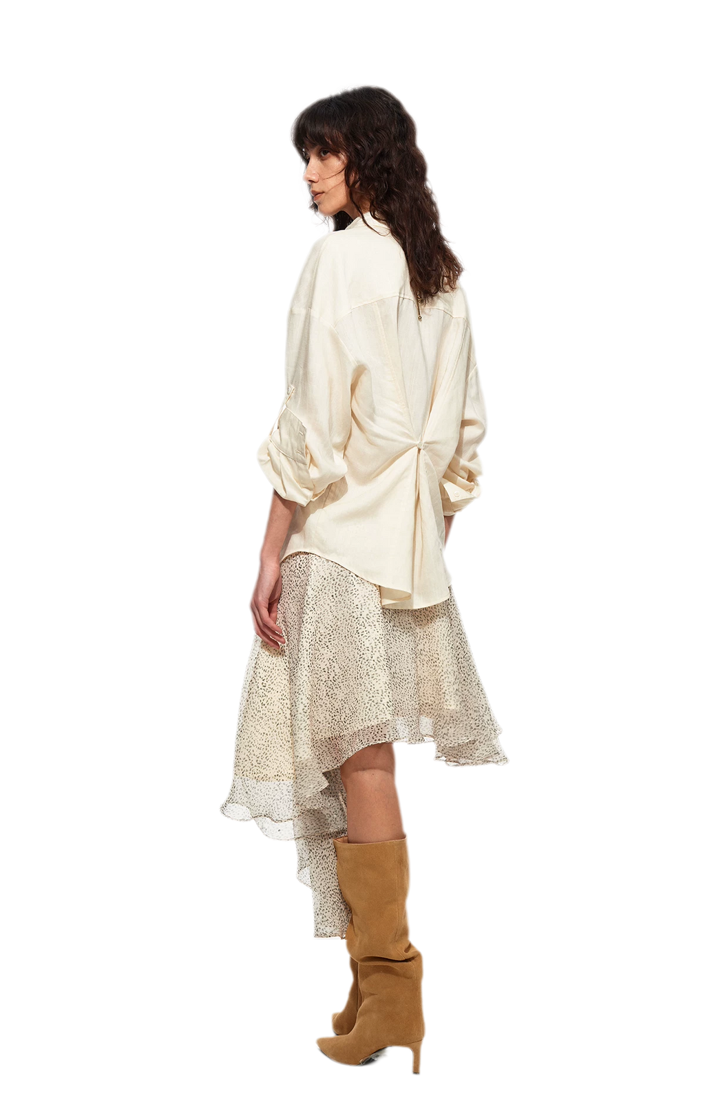 Asymmetric Chiffon Midi Skirt