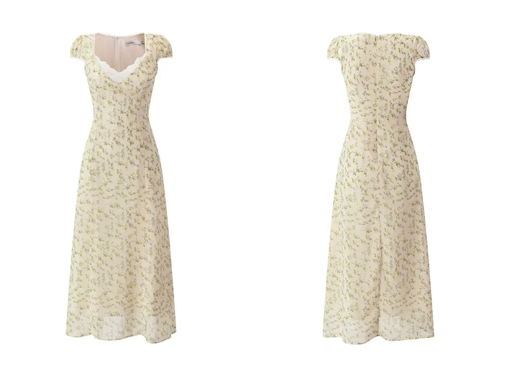 Lace V-Neck Long Dress