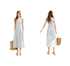 Embroidered A-Line Short Sleeve Dress