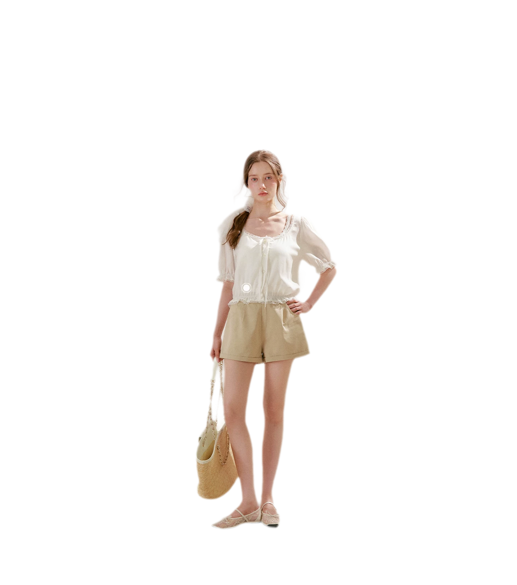 Modal Cotton Lace Trim A-Line Shorts