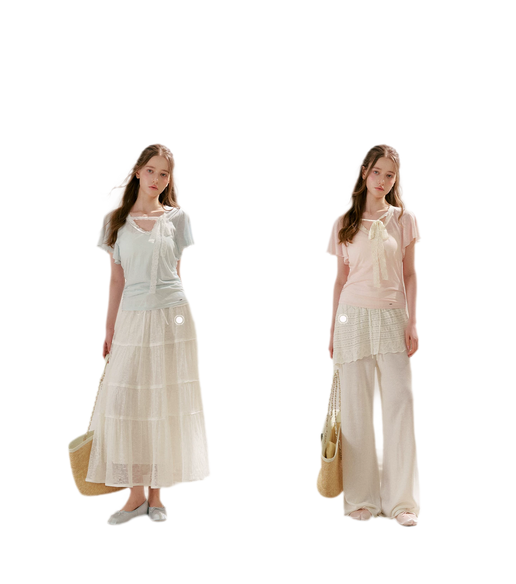 Snowflake Tencel Linen Lace T-shirt