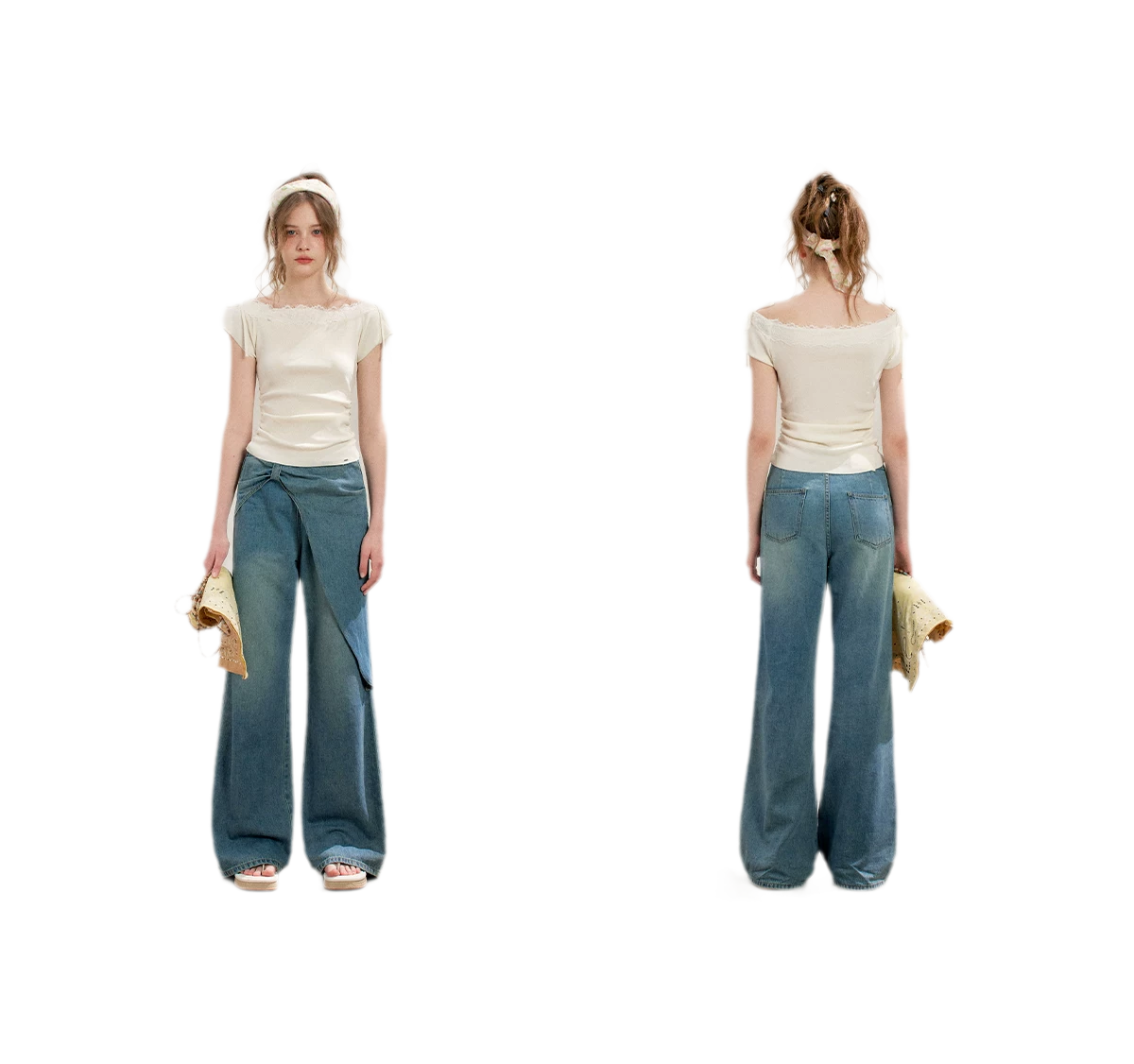 Lace Knit Denim Set