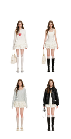 Irregular Cloud White A-line Skirt