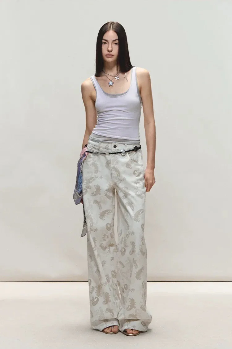 Original Paisley Print Washed Straight-Leg Jeans