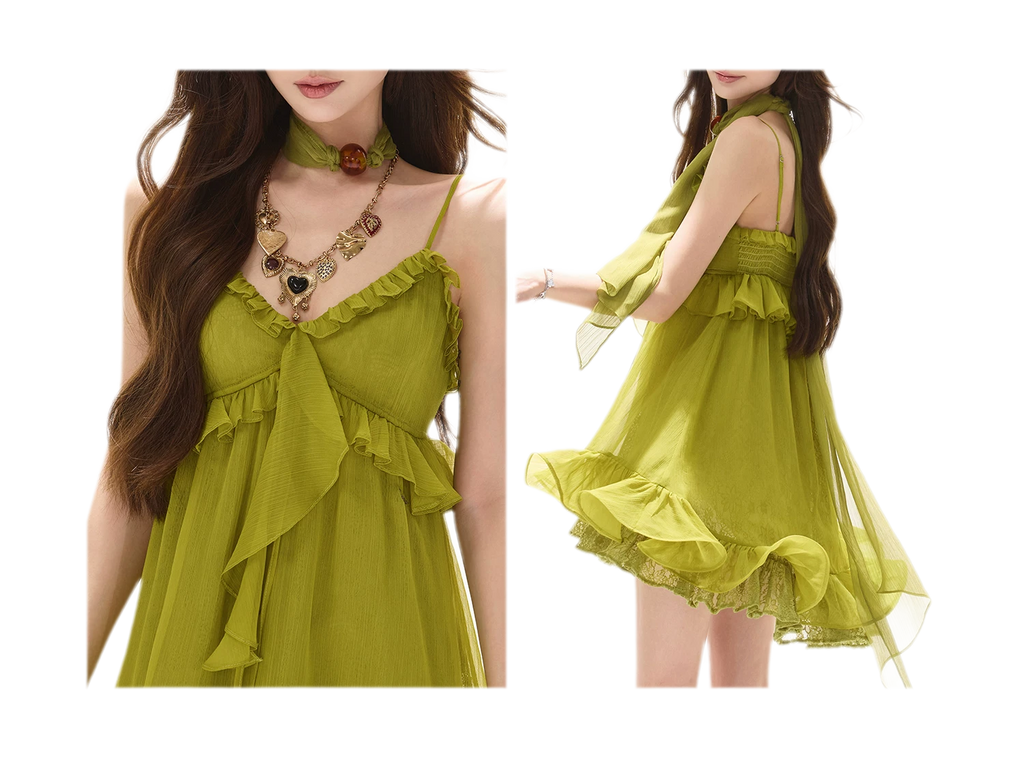 Ruffled Halter Chiffon Dress