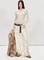 Vintage Paisley Print Relaxed Wide-Leg Pants