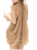Beaded Halter Ruched Dress