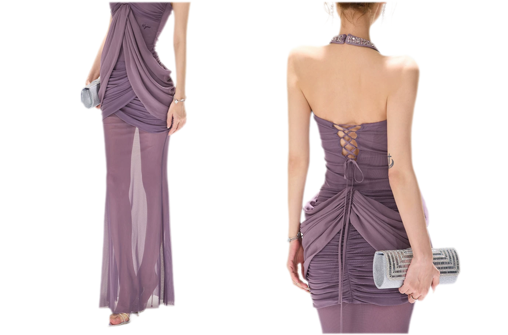 Mist Purple Mesh Fishtail Skirt