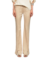 Lustrous Front-Slit Flare Pants