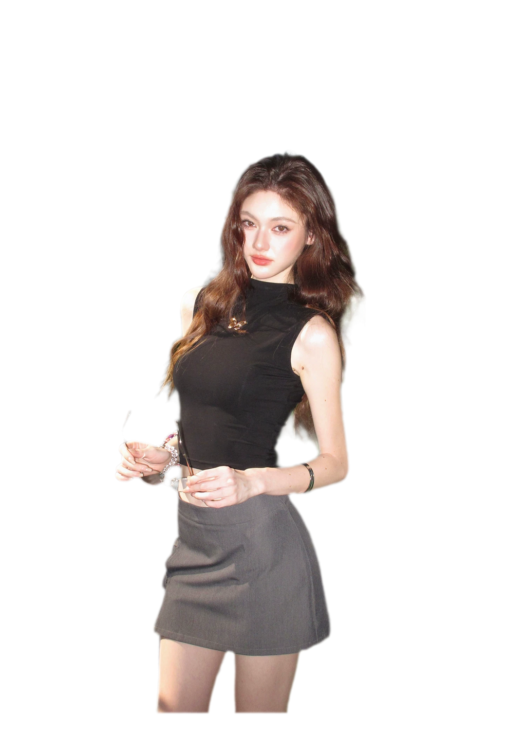 Sleeveless High Neck Tee
