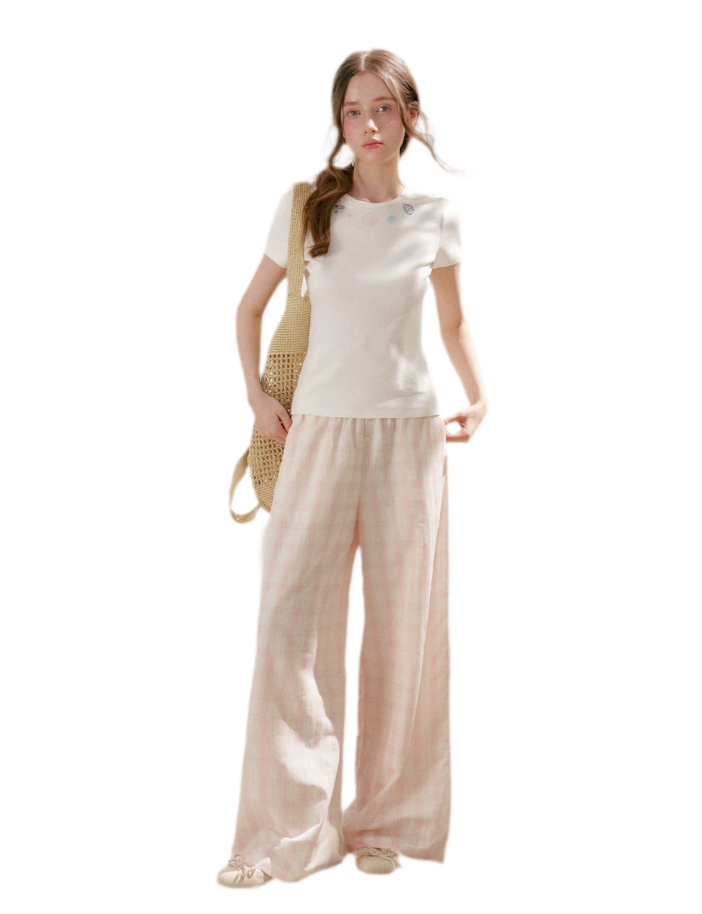 Checkered Wide-Leg Pants