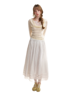 Lyocell Lace Pleated Skirt