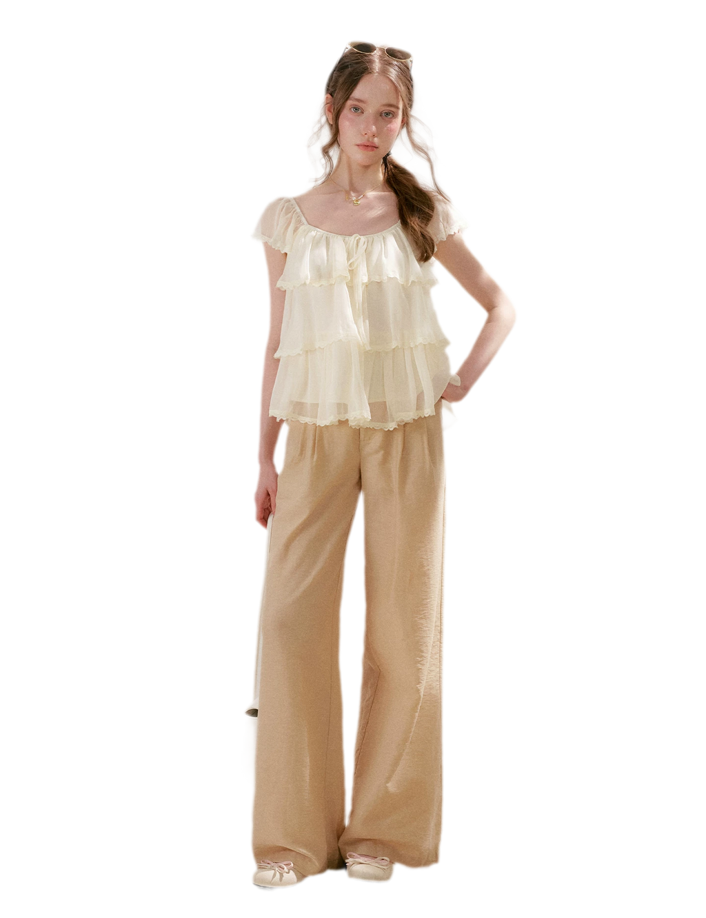 Tiered Ruffle Chiffon Blouse