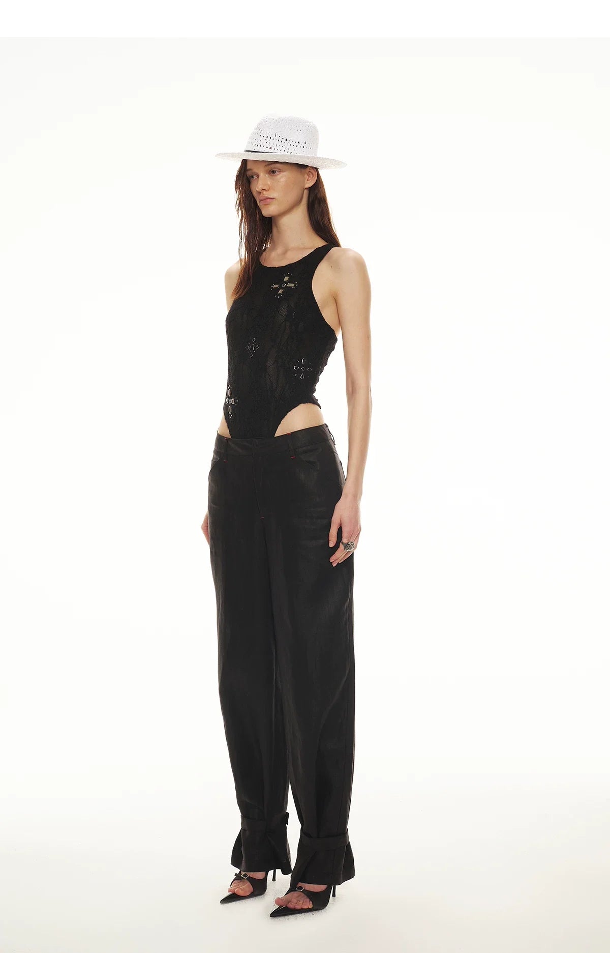 Tencel Linen Vintage Contrast Stitch Casual Pants