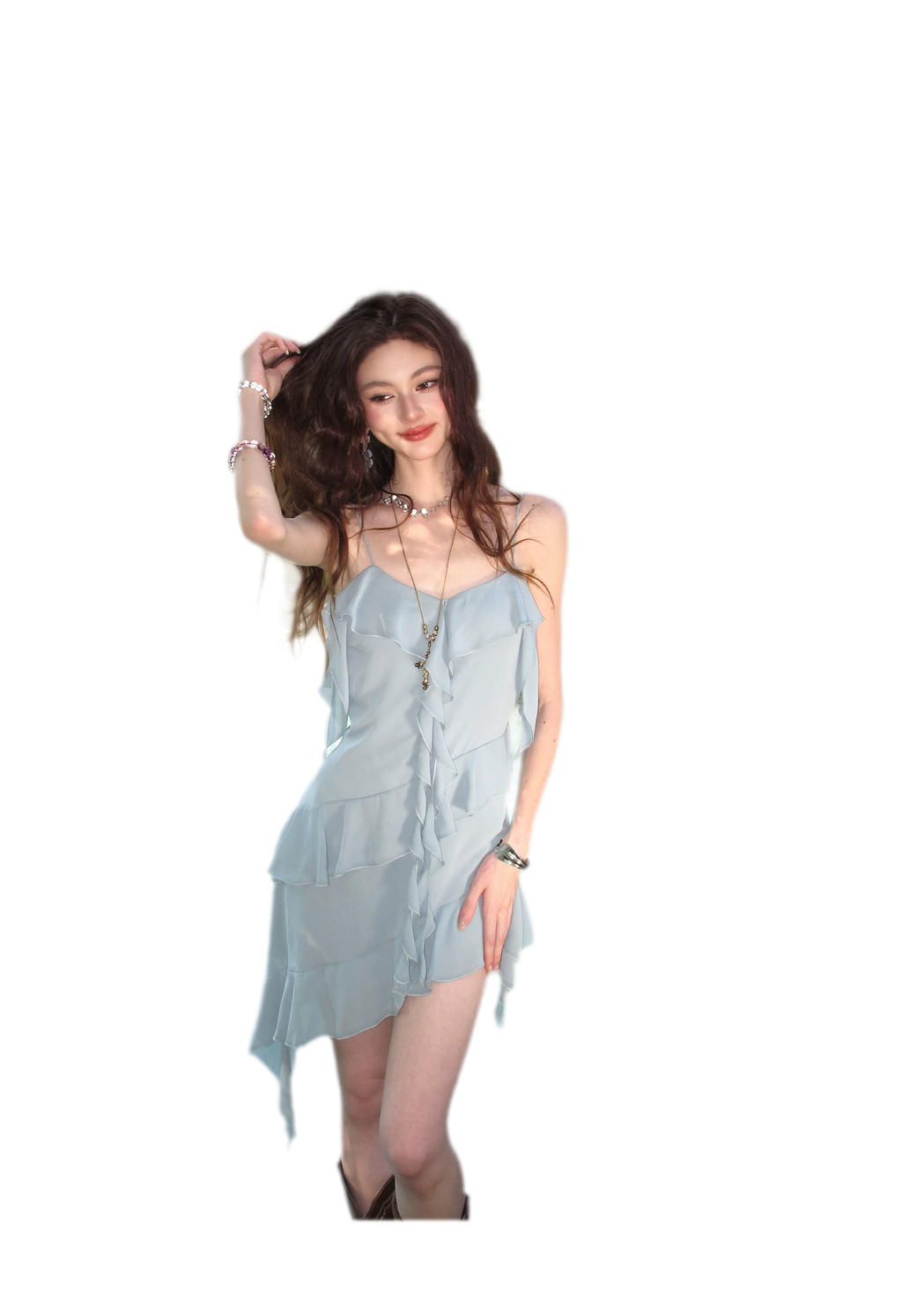 Ruffled Asymmetric Cami Dress