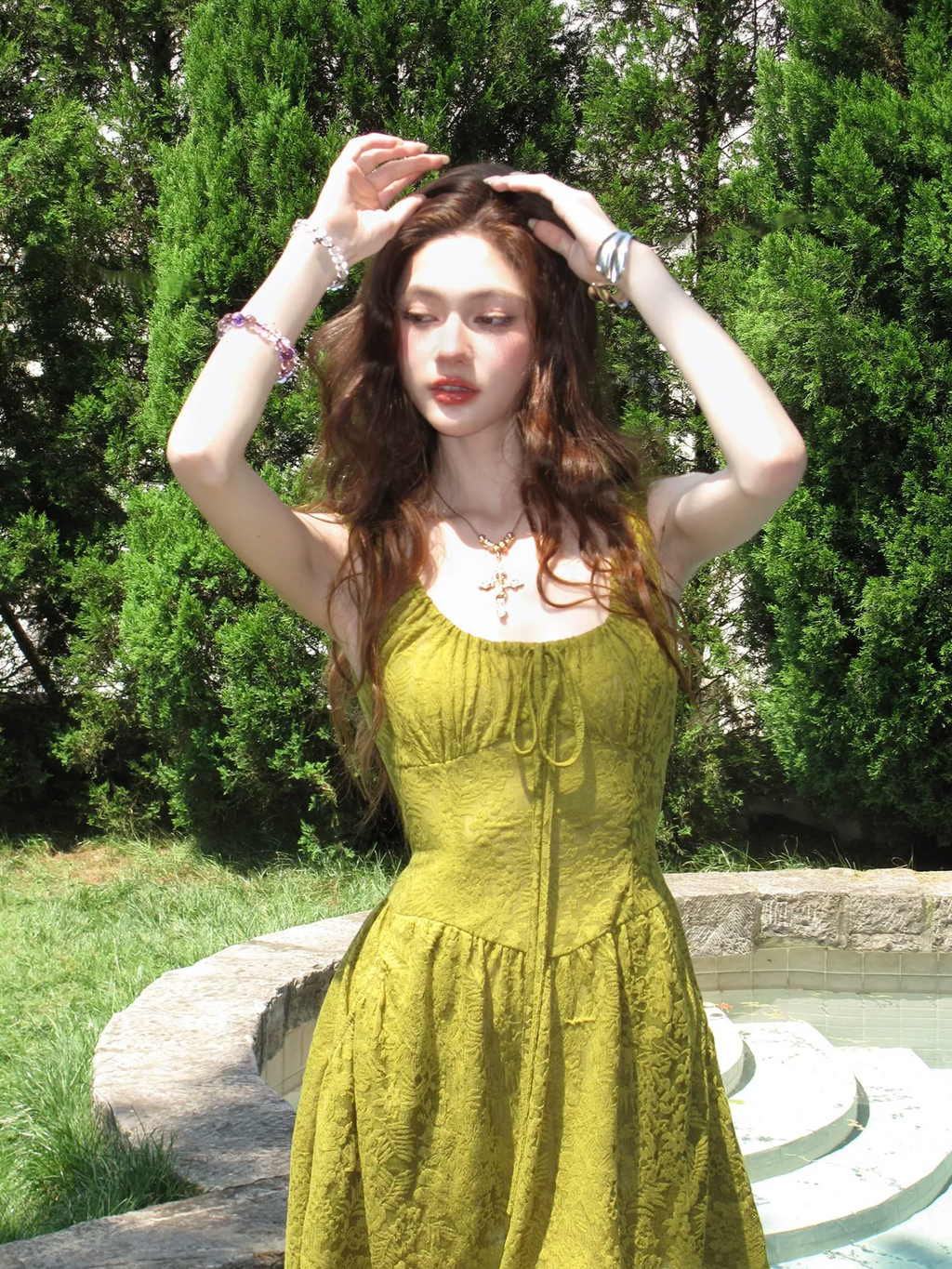 Moss Lace Waist Dress