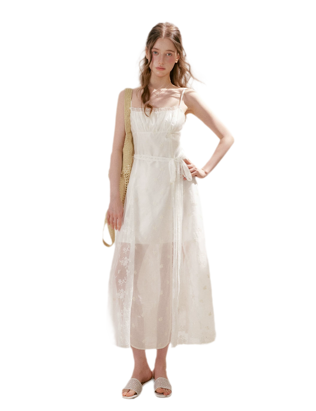 French Embroidered A-line Dress