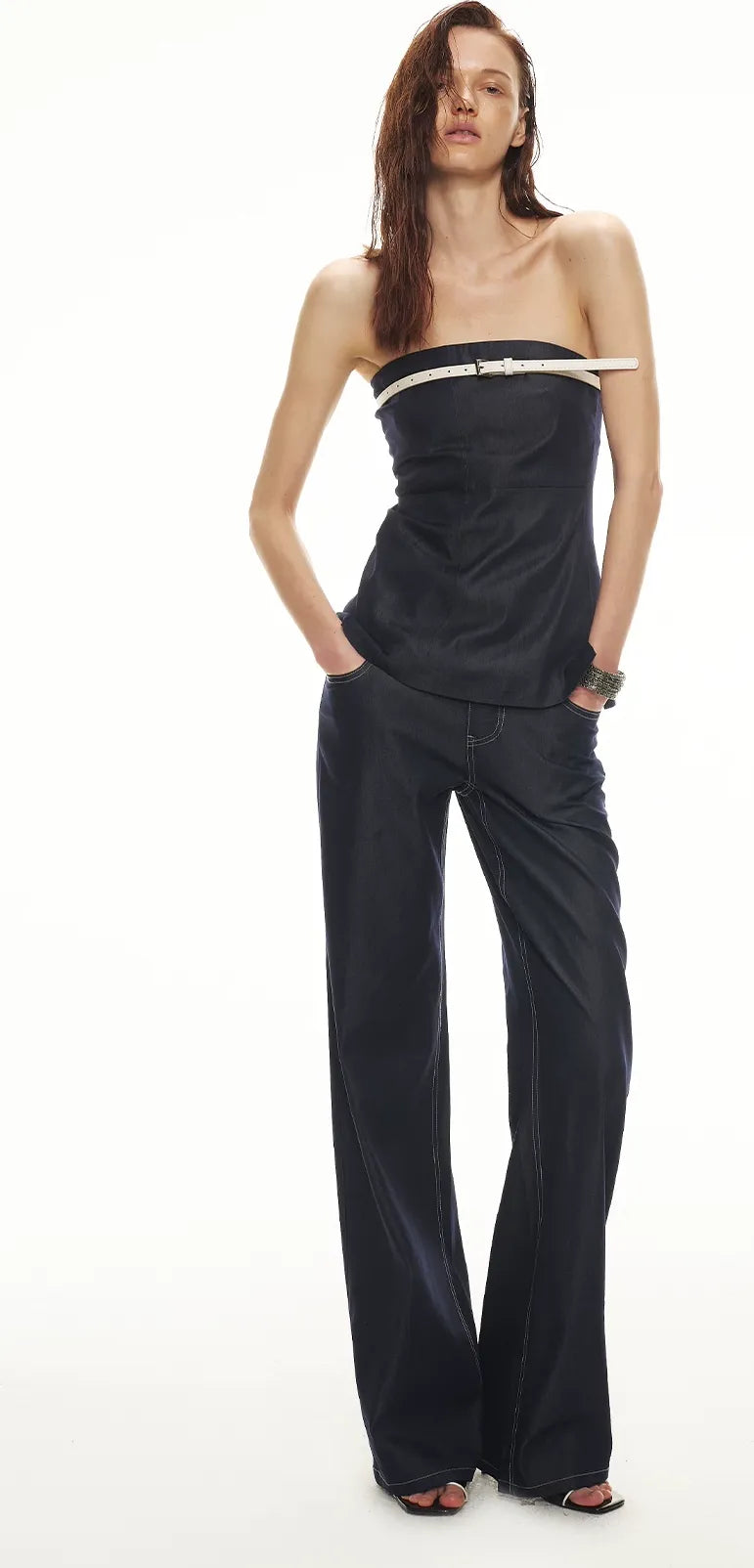 Soft Tencel Denim Fishtail Bustier Top & Pants