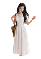 French Lace Puff Sleeve A-Line Dress
